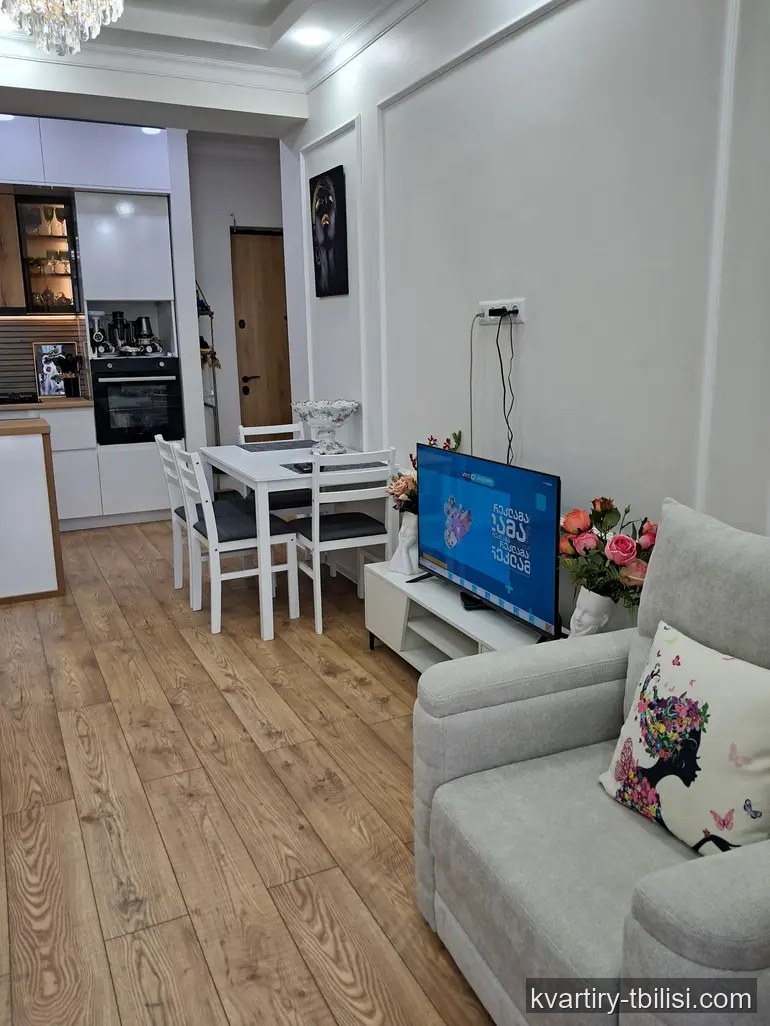 2-bedroom Apartment for rent in Mukhiani, Tbilisi, 57 sqm, floor 15/16 — 700 USD/month | Tbilisi Homes