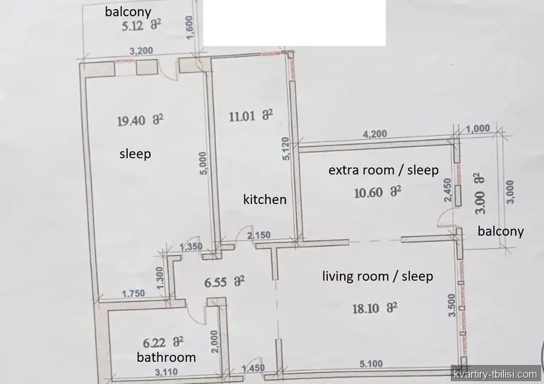 3-bedroom Apartment for rent in Varketili, Tbilisi, 80 sqm, floor 16/16 — 490 USD/month | Tbilisi Homes