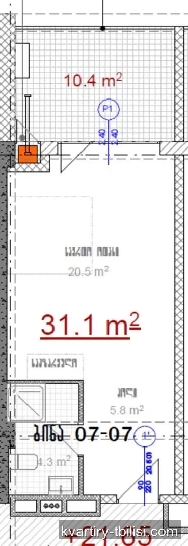 იყიდება 1 ოთახიანი ბინა ავლაბარში, 41.5 მ², 7/10 სართული — 83 000 USD | Tbilisi Homes