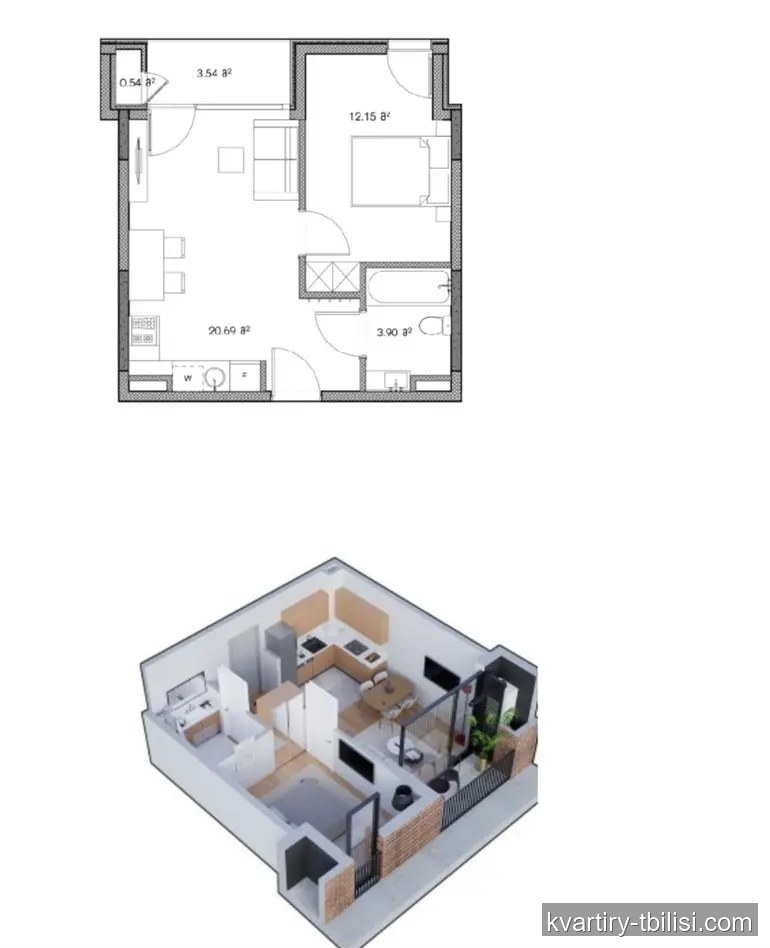 Двухкомнатная квартира в Авлабари — 112 000 USD | Tbilisi Homes