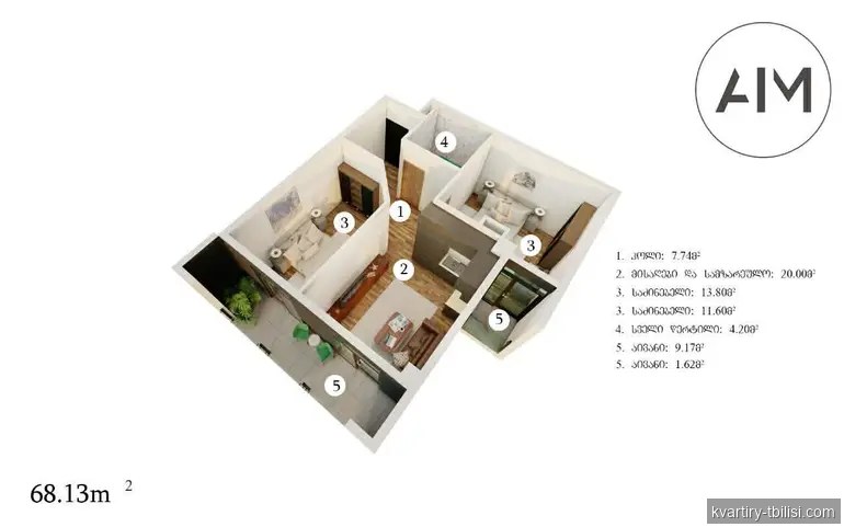 Трёхкомнатная квартира в Багеби — 115 000 USD | Tbilisi Homes