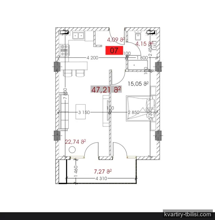 Двухкомнатная квартира в Диди Дигоми — 65 000 USD | Tbilisi Homes