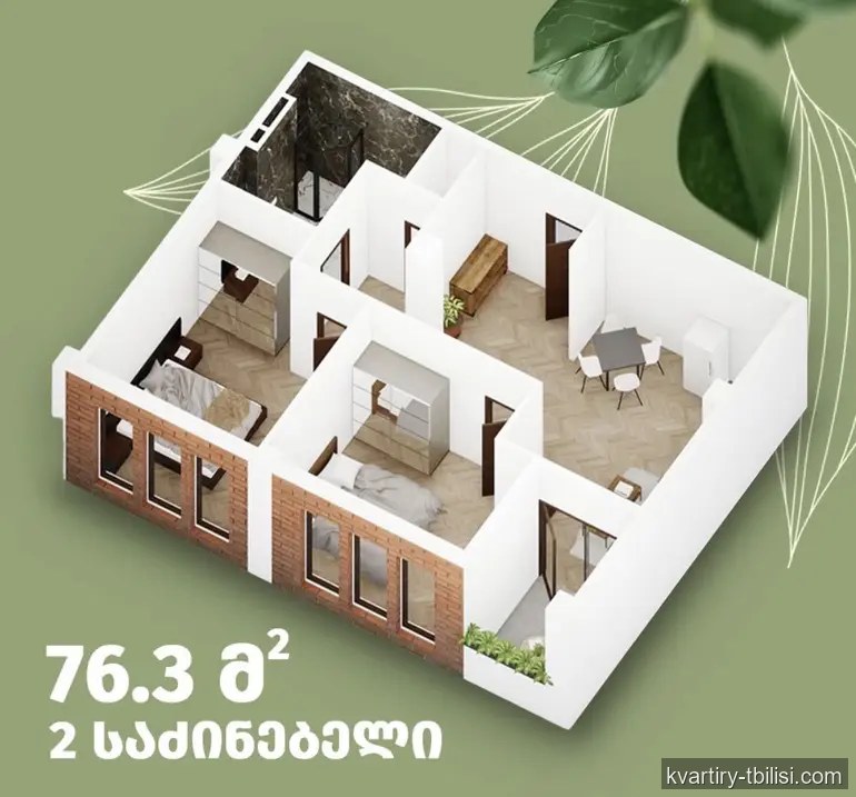 Двухкомнатная квартира в Диди Дигоми — 95 000 USD | Tbilisi Homes