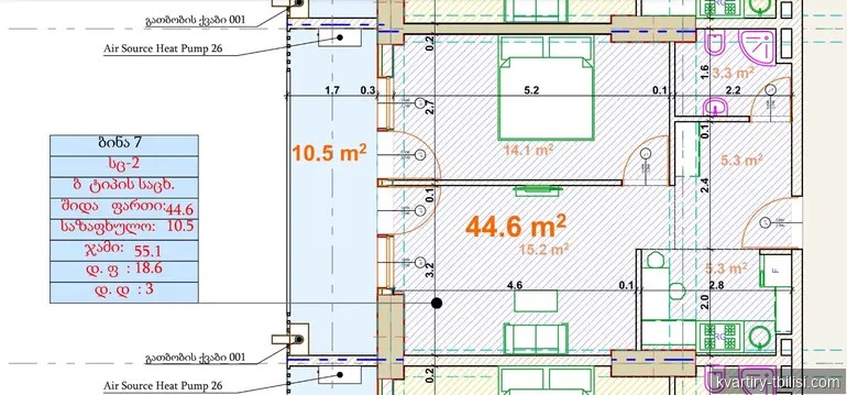 Двухкомнатная квартира в Диди Дигоми — 46 800 USD | Tbilisi Homes