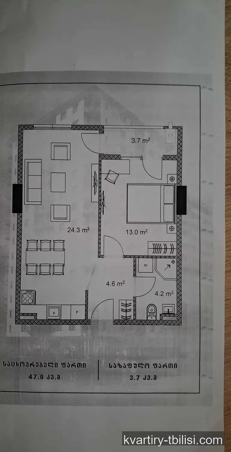 2-bedroom Apartment for sale in Didi Digomi, Tbilisi, 50.7 sqm, floor 15/15 — 30 000 USD | Tbilisi Homes
