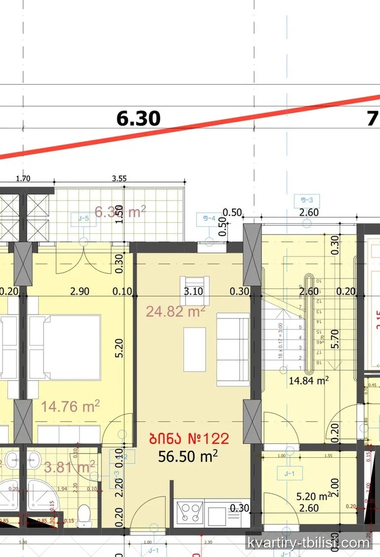 2-bedroom Apartment for sale in Didi Digomi, Tbilisi, 56.6 sqm, floor 6/21 — 59 430 USD | Tbilisi Homes