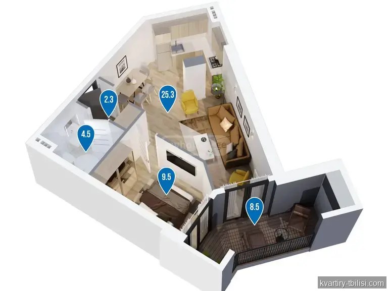 2-bedroom Apartment for sale in Didi Digomi, Tbilisi, 51 sqm, floor 9/13 — 62 000 USD | Tbilisi Homes