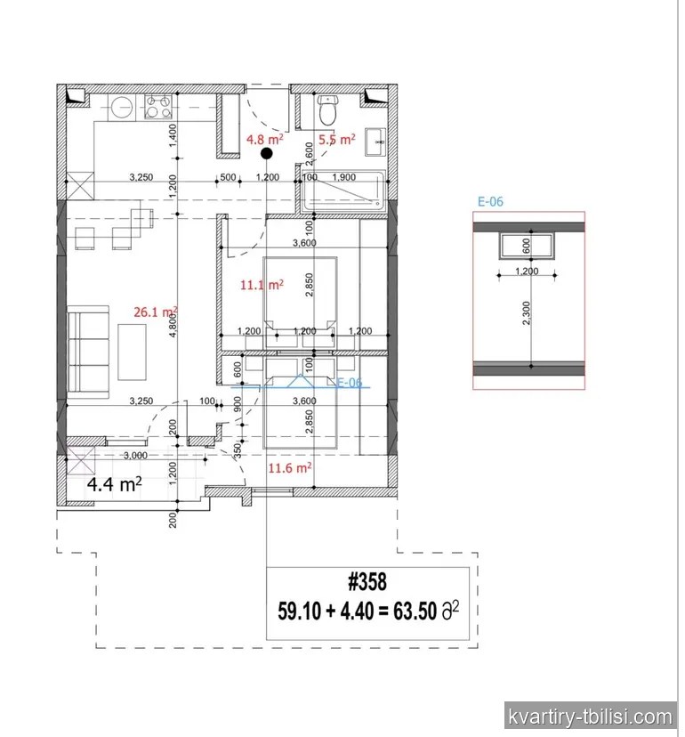 3-bedroom Apartment for sale in Didi Digomi, Tbilisi, 63.5 sqm, floor 15/21 — 69 850 USD | Tbilisi Homes