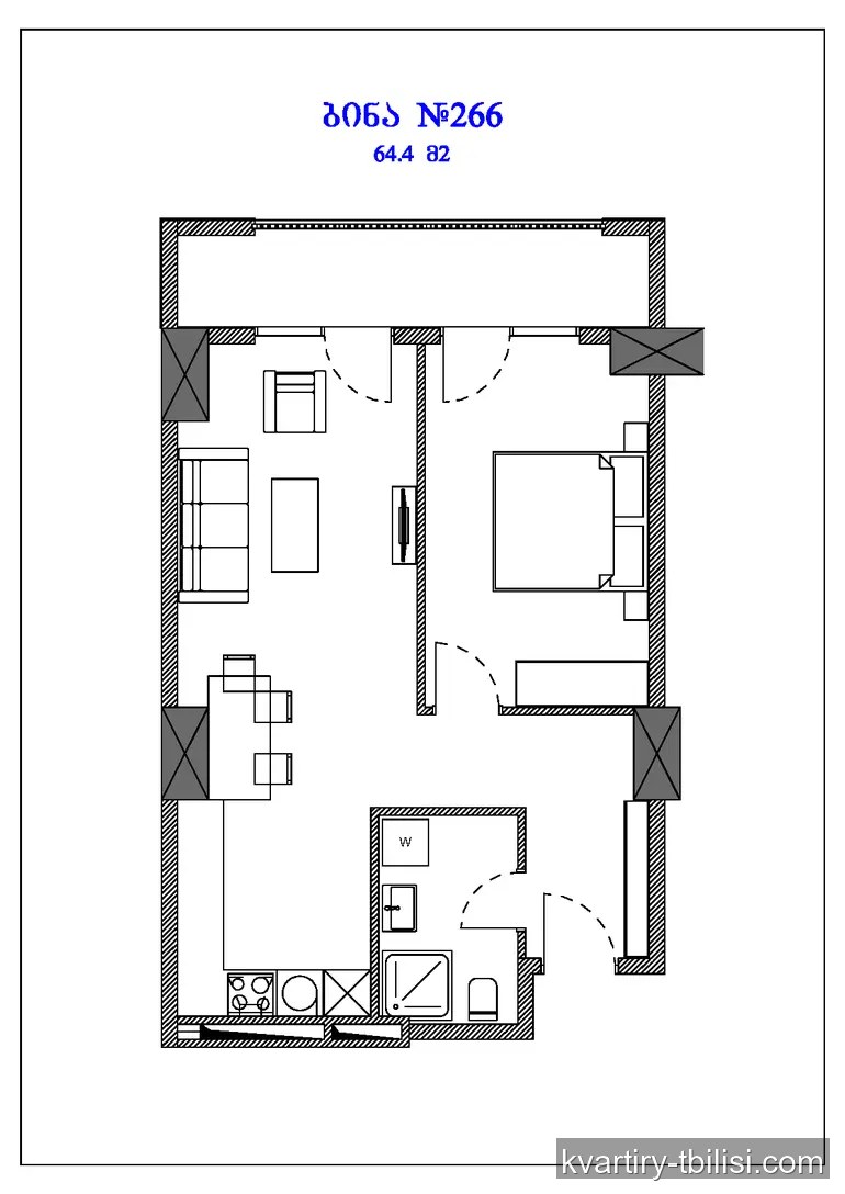 2-bedroom Apartment for sale in Didube, Tbilisi, 64.4 sqm, floor 13/28 — 67 620 USD | Tbilisi Homes