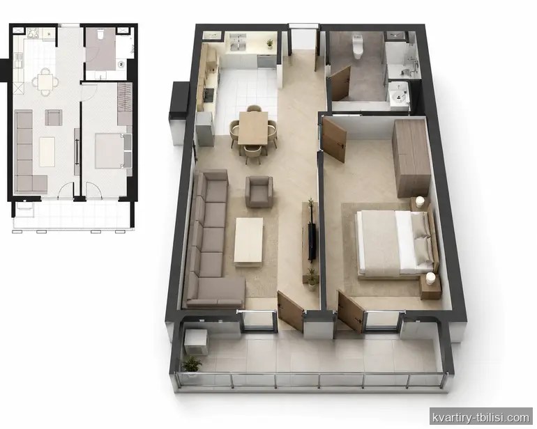 2-bedroom Apartment for sale in Didube, Tbilisi, 69.24 sqm, floor 2/29 — 72 000 USD | Tbilisi Homes
