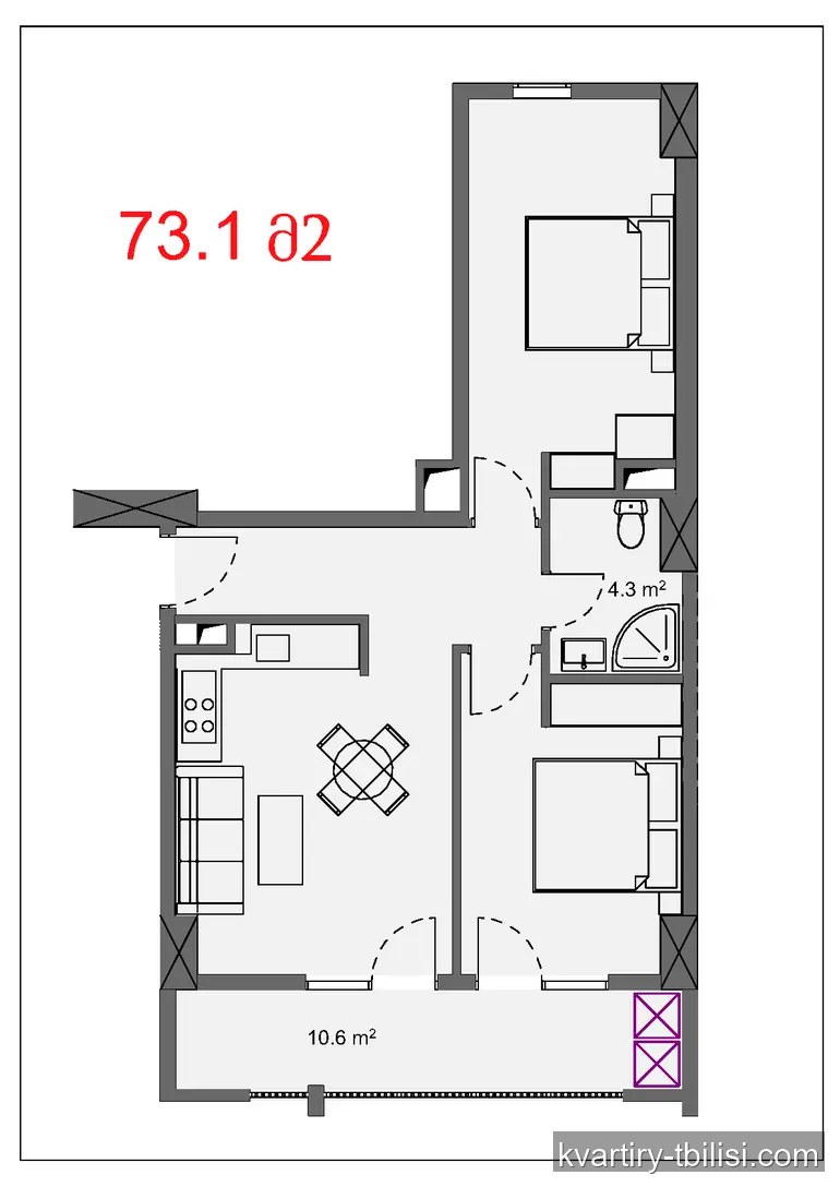 3-bedroom Apartment for sale in Digomi Massiv, Tbilisi, 73.1 sqm, floor 2/18 — 88 451 USD | Tbilisi Homes