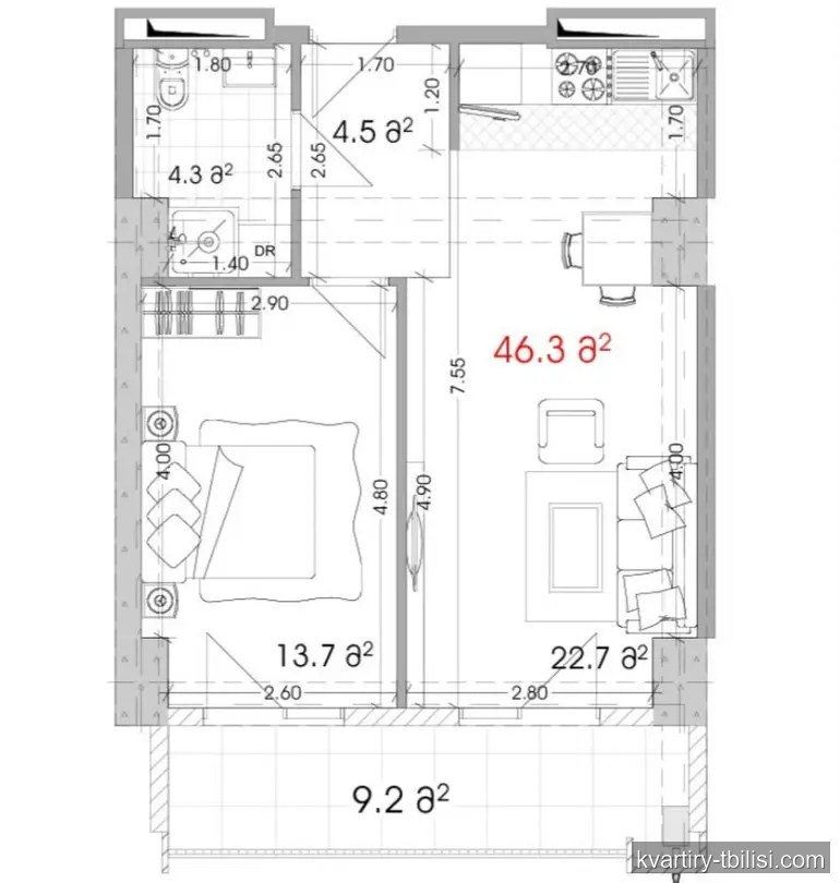 Двухкомнатная квартира в Глдани — 61 050 USD | Tbilisi Homes