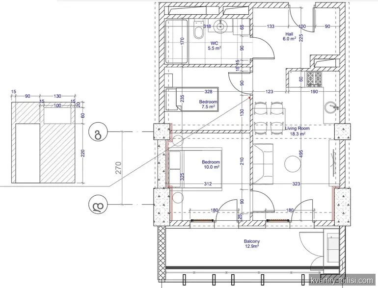 3-bedroom Apartment for sale in Isani, Tbilisi, 61.5 sqm, floor 4/30 — 13 500 USD | Tbilisi Homes
