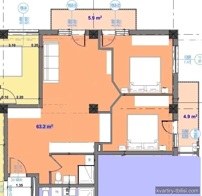 3-bedroom Apartment for sale in Isani, Tbilisi, 74 sqm, floor 9/10 — 110 000 USD | Tbilisi Homes