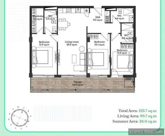 Четырёхкомнатная квартира в Крцаниси — 332 100 USD | Tbilisi Homes