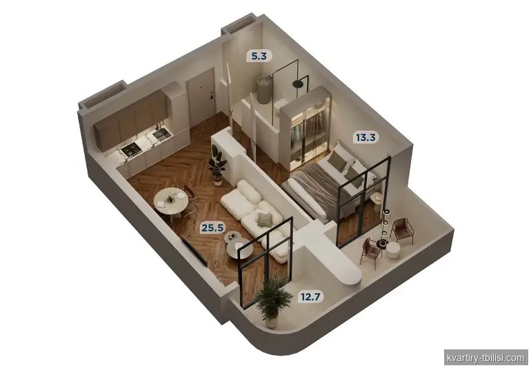 2-bedroom Apartment for sale in Nadzaladevi, Tbilisi, 56.8 sqm, floor 5/24 — 93 720 USD | Tbilisi Homes