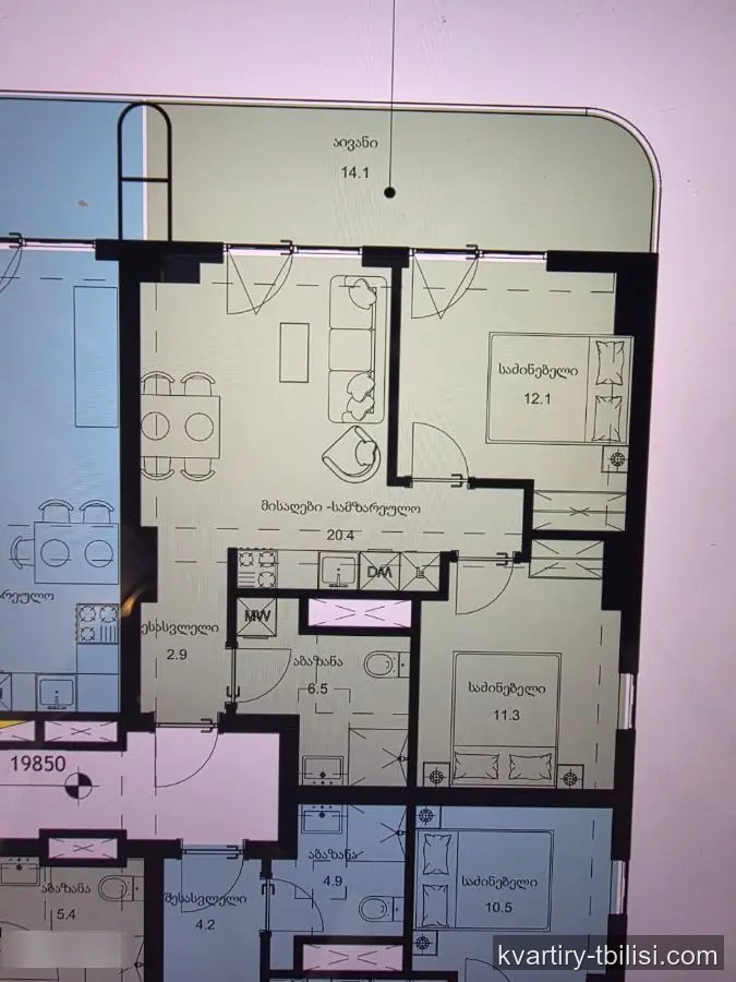Трёхкомнатная квартира в Надзаладеви — 103 000 USD | Tbilisi Homes