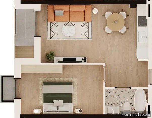 2-bedroom Apartment for sale in Nutsubidze, Tbilisi, 47.4 sqm, floor 3/5 — 94 800 USD | Tbilisi Homes
