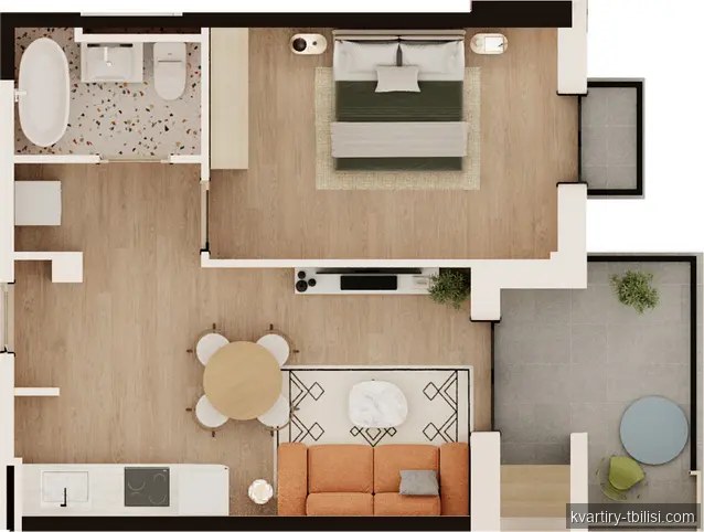 2-bedroom Apartment for sale in Nutsubidze, Tbilisi, 52.7 sqm, floor 3/5 — 121 210 USD | Tbilisi Homes