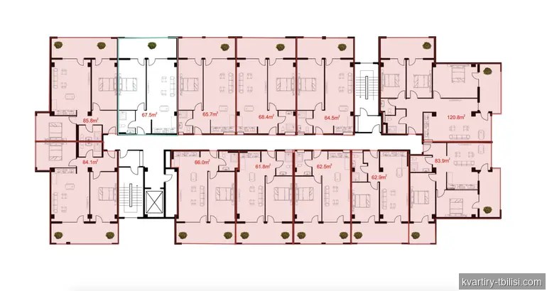2-bedroom Apartment for sale in Ortachala, Tbilisi, 62.9 sqm, floor 4/9 — 111 000 USD | Tbilisi Homes