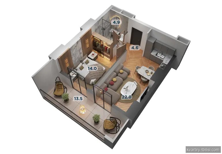 Двухкомнатная квартира в Ортачале — 120 000 USD | Tbilisi Homes
