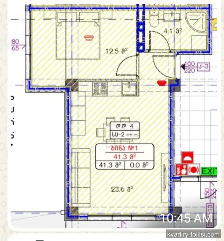 2-bedroom Apartment for sale in Ortachala, Tbilisi, 41.3 sqm, floor 1/10 — 66 000 USD | Tbilisi Homes