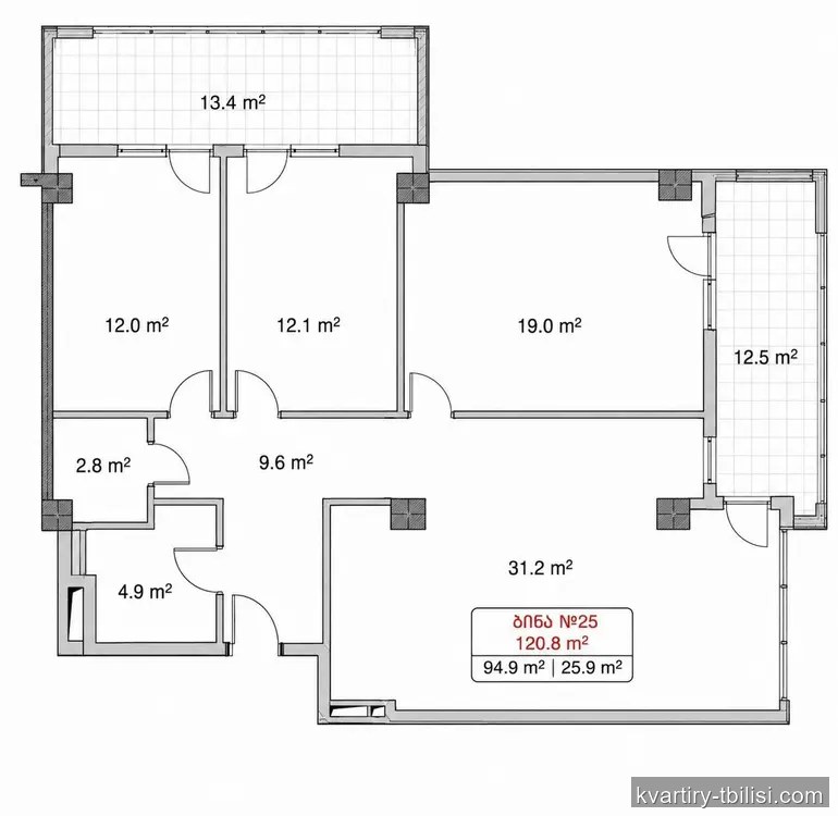 Трёхкомнатная квартира в Ортачале — 162 000 USD | Tbilisi Homes