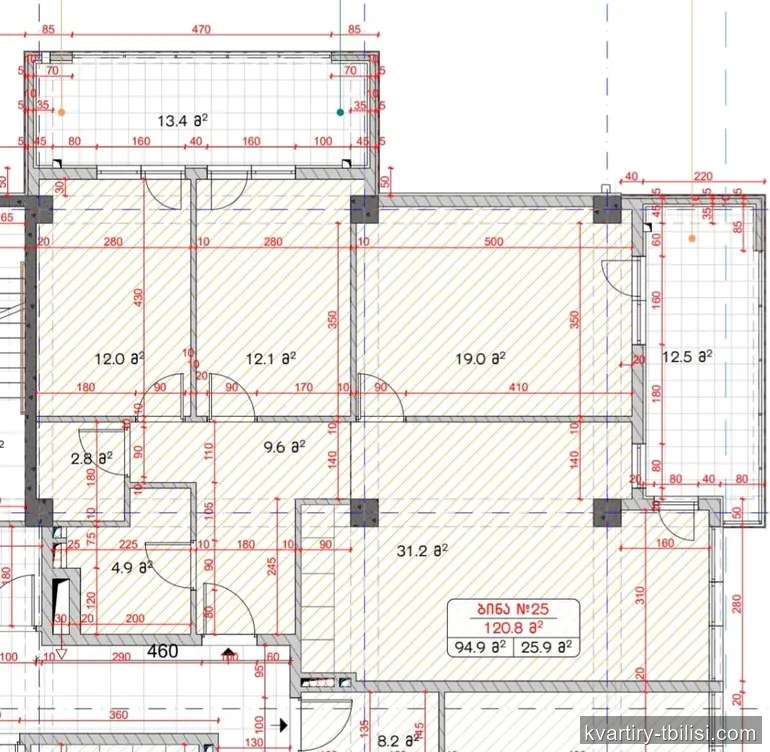 4-bedroom Apartment for sale in Ortachala, Tbilisi, 120 sqm, floor 7/10 — 175 000 USD | Tbilisi Homes