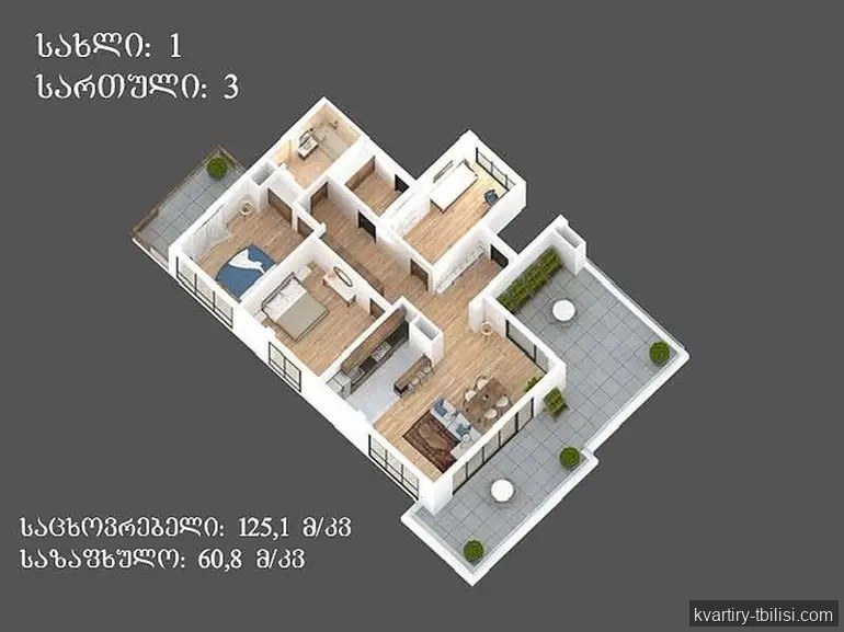 იყიდება 4 ოთახიანი ბინა ორთაჭალაში, 153.9 მ², 1/3 სართული — 307 800 USD | Tbilisi Homes