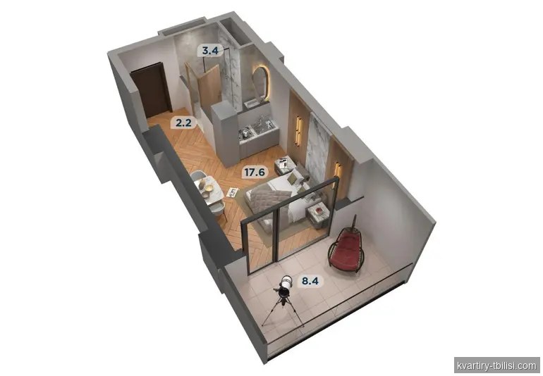 Однокомнатная квартира на Сабуртало — 78 000 USD | Tbilisi Homes