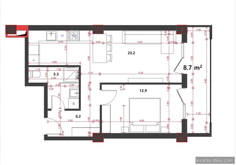 Двухкомнатная квартира на Сабуртало — 99 000 USD | Tbilisi Homes