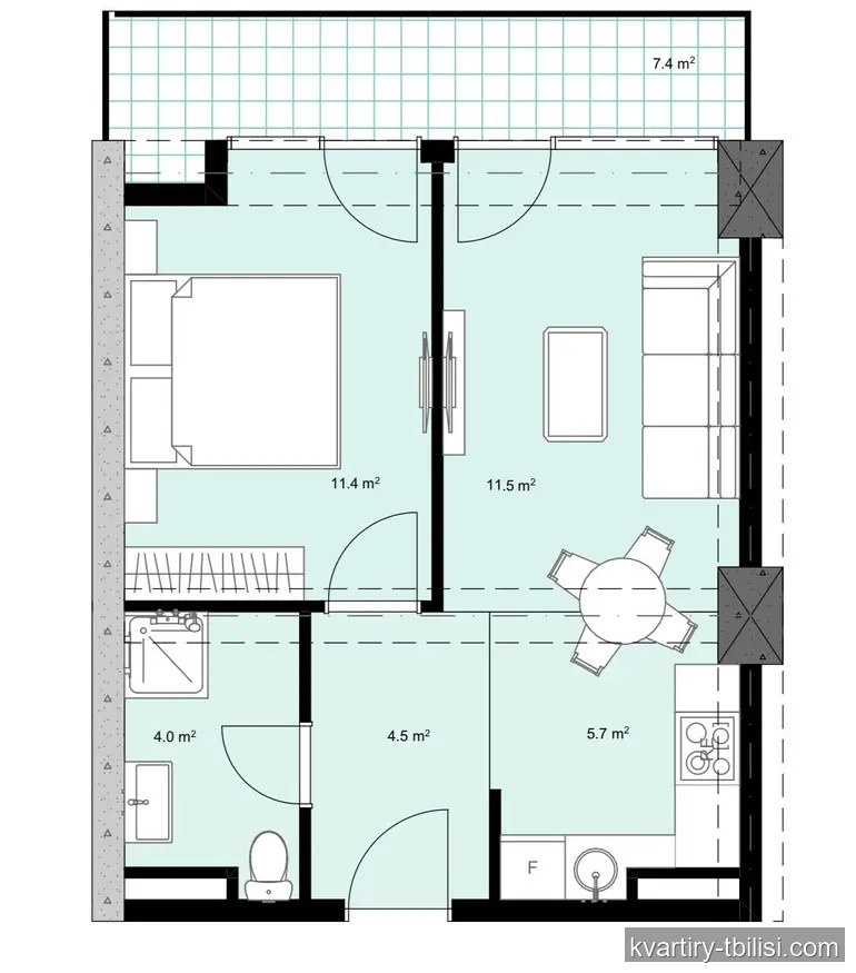 2-bedroom Apartment for sale in Saburtalo, Tbilisi, 50 sqm, floor 10/24 — 50 000 USD | Tbilisi Homes