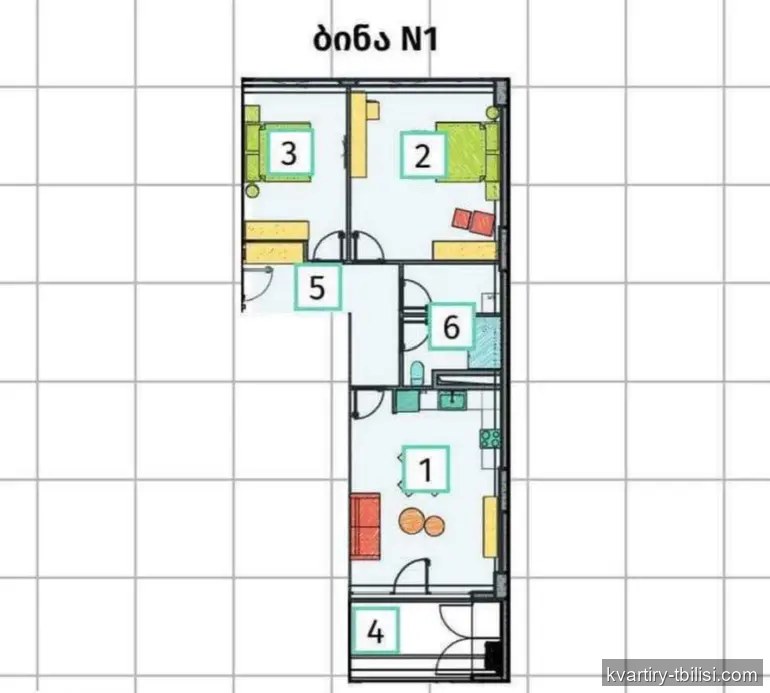 Трёхкомнатная квартира на Сабуртало — 175 950 USD | Tbilisi Homes