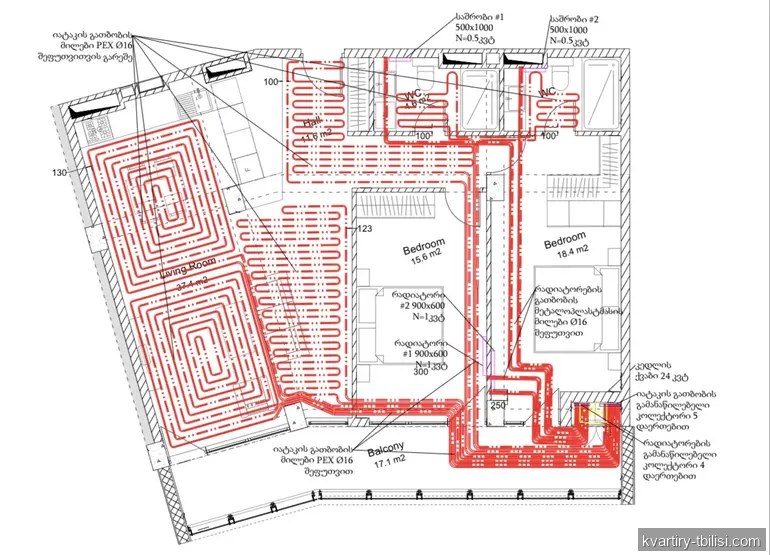 Трёхкомнатная квартира на Сабуртало — 200 000 USD | Tbilisi Homes
