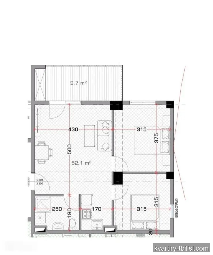 Трёхкомнатная квартира на Сабуртало — 94 000 USD | Tbilisi Homes