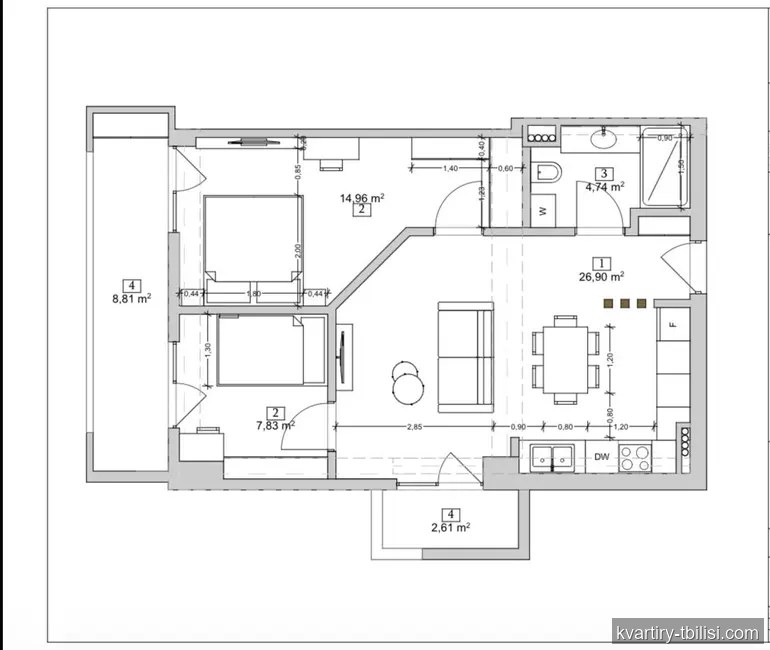3-bedroom Apartment for sale in Saburtalo, Tbilisi, 68.3 sqm, floor 8/21 — 134 000 USD | Tbilisi Homes