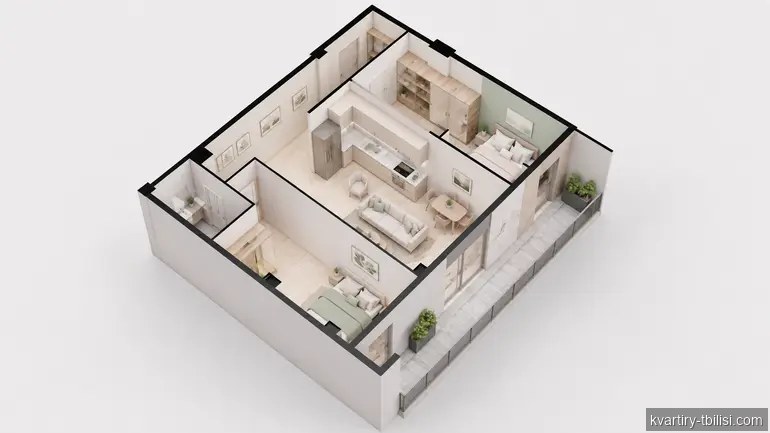 Трёхкомнатная квартира на Сабуртало — 141 760 USD | Tbilisi Homes