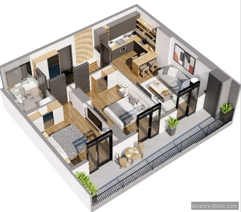 3-bedroom Apartment for sale in Sanzona, Tbilisi, 78.4 sqm, floor 21/26 — 113 900 USD | Tbilisi Homes