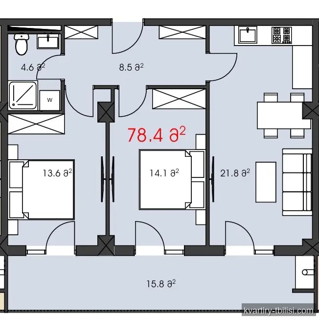 Трёхкомнатная квартира в Санзоне — 109 760 USD | Tbilisi Homes