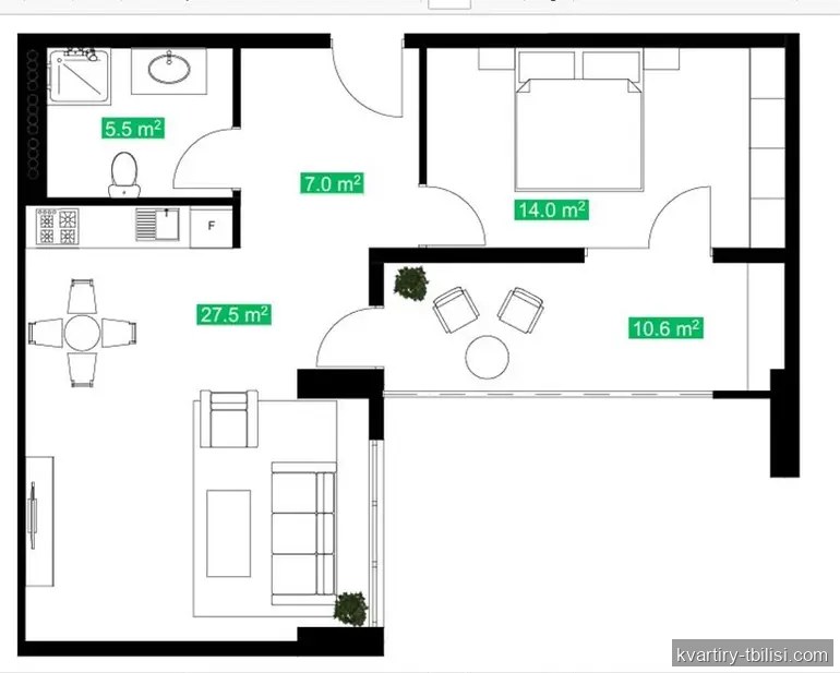 2-bedroom Apartment for sale in Tbilisi, Tbilisi, 65 sqm, floor 3/12 — 65 000 USD | Tbilisi Homes