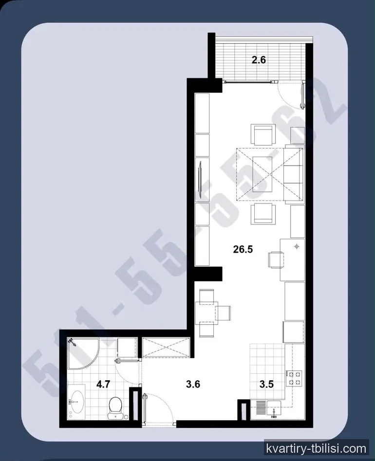 1-bedroom Apartment for sale in Tabakhmela, Tbilisi, 41 sqm, floor 7/16 — 28 000 USD | Tbilisi Homes
