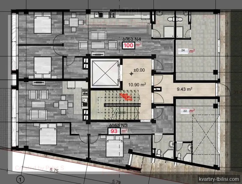 Четырёхкомнатная квартира на Темка — 66 960 USD | Tbilisi Homes