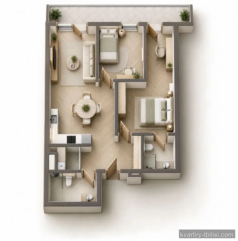 3-bedroom Apartment for sale in Vake, Tbilisi, 85 sqm, floor 4/8 — 318 750 USD | Tbilisi Homes