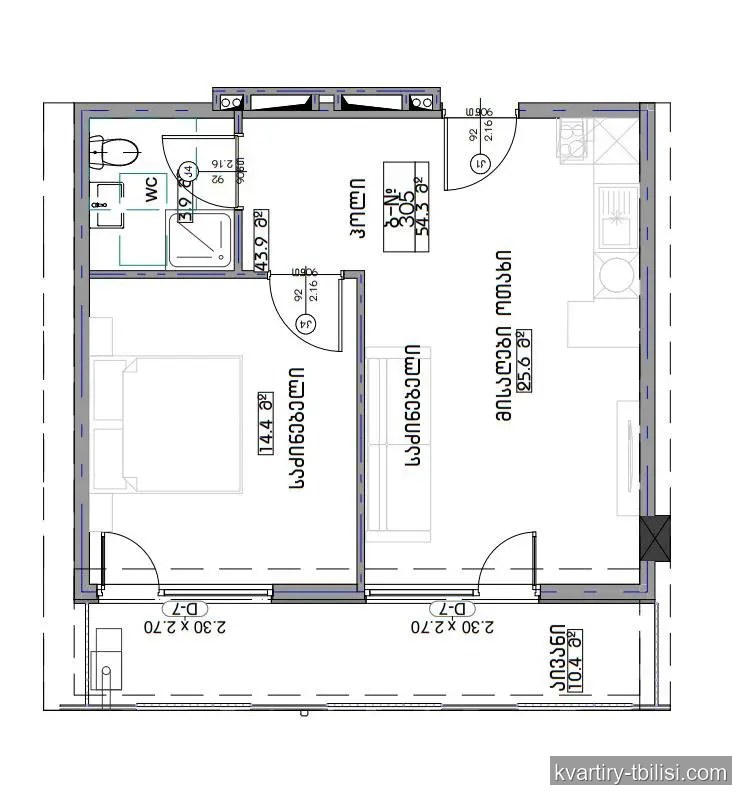 2-bedroom Apartment for sale in Varketili, Tbilisi, 54 sqm, floor 9/10 — 67 000 USD | Tbilisi Homes