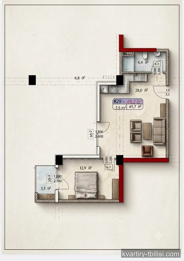 Двухкомнатная квартира в Варкетили — 61 000 USD | Tbilisi Homes