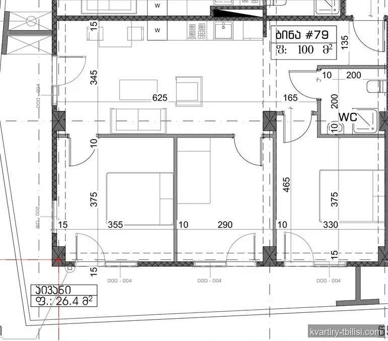 Четырёхкомнатная квартира в Варкетили — 125 000 USD | Tbilisi Homes