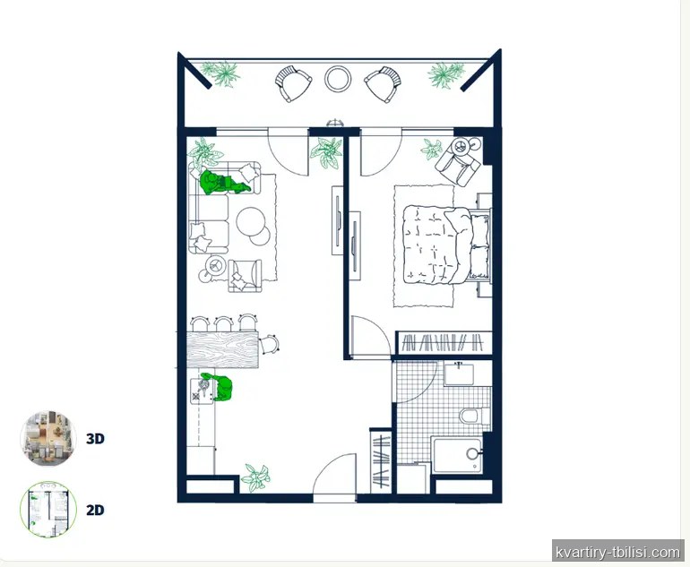 2-bedroom Apartment for sale in Vashlijvari, Tbilisi, 56.2 sqm, floor 10/12 — 26 959 USD | Tbilisi Homes