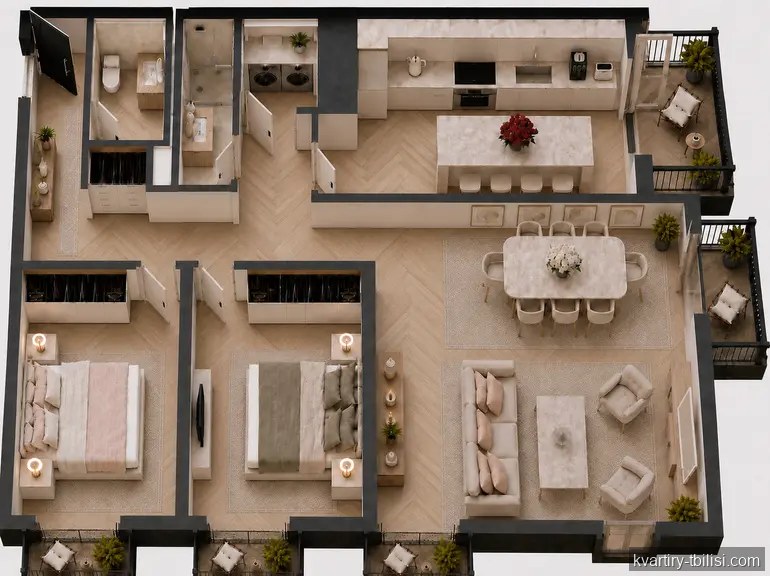 Трёхкомнатная квартира в Вашлиджвари — 125 000 USD | Tbilisi Homes