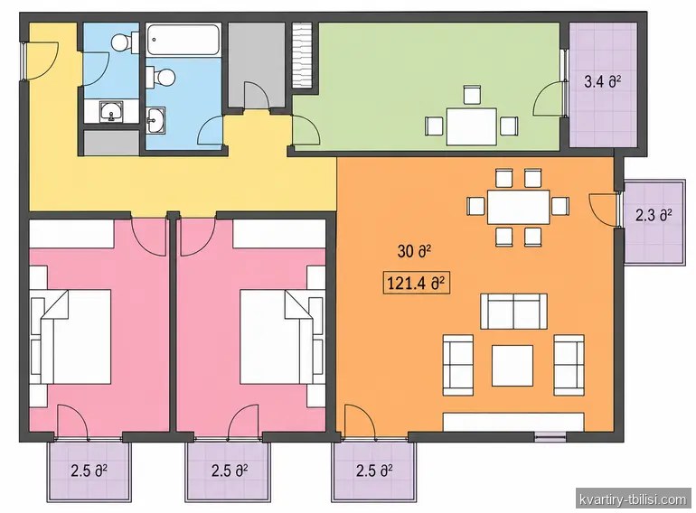 Трёхкомнатная квартира в Вашлиджвари — 125 000 USD | Tbilisi Homes