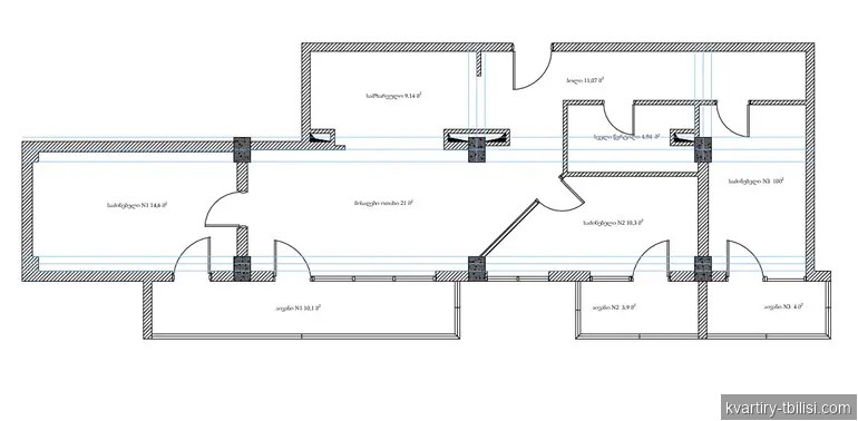 4-bedroom Apartment for sale in Vazisubani, Tbilisi, 101.8 sqm, floor 9/10 — 117 070 USD | Tbilisi Homes